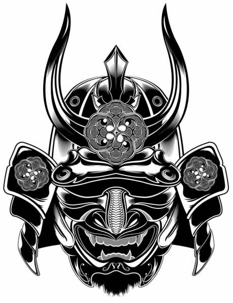 En General Etiquetas Ilustracion Mascara Samurai Tattoo Vector 3